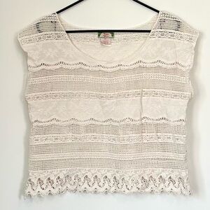 Flying Tomato Cream Lace Crochet Blouse - Size: Medium/Large